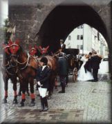Hochzeitskutsche mit vier Pferden
